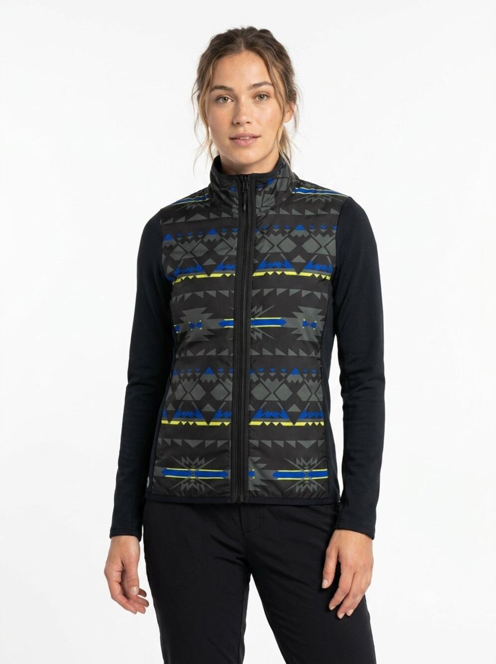 Lauren Ralph Lauren Windbreaker Jacket Womens S Black Geometric Aztec Full Zip